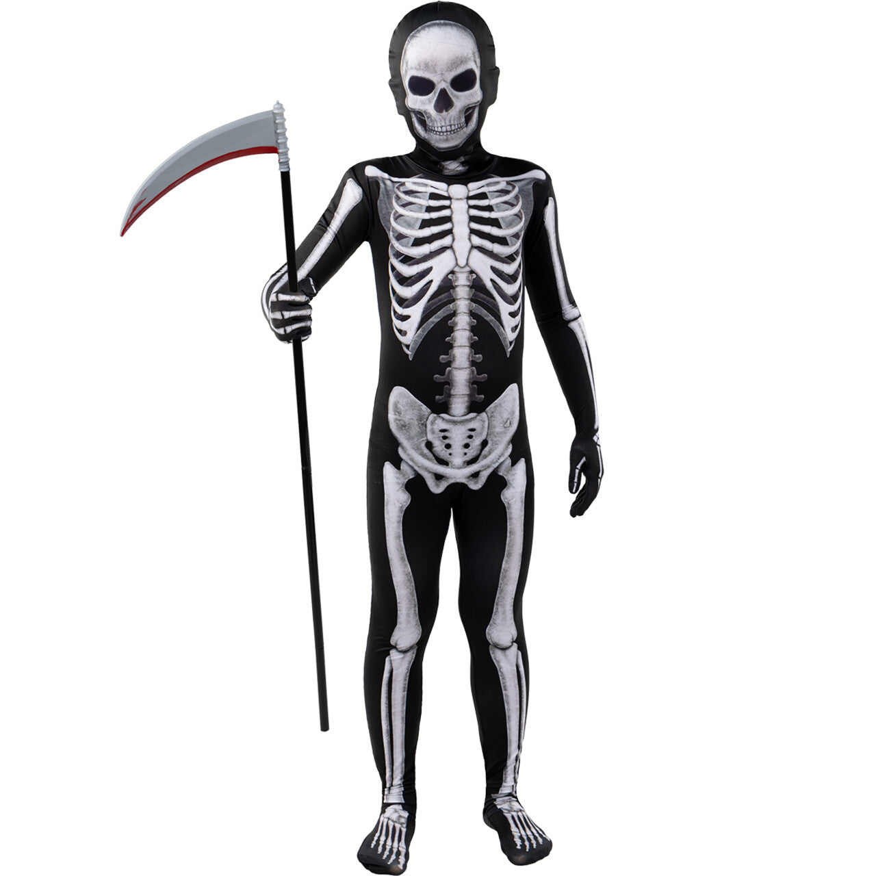 Op deze afbeelding zie je een Kostuums, van het merk Funidelia. Second Skin Mister Skeleton Kind Kostuum