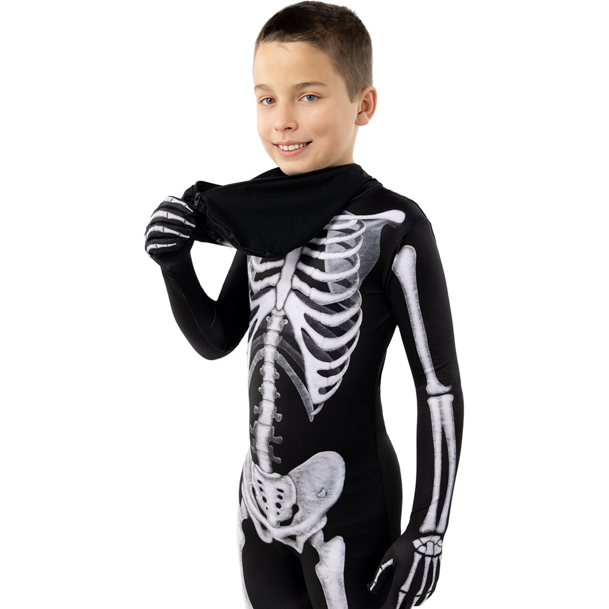 Op deze afbeelding zie je een Kostuums, van het merk Funidelia. Second Skin Mister Skeleton Kind Kostuum