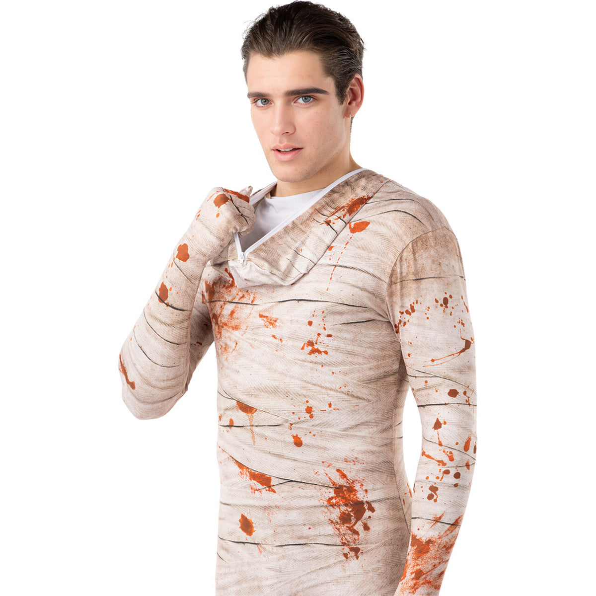 Op deze afbeelding zie je een Kostuums, van het merk Funidelia. Second Skin Ingewikkelde Bloederige Mummie Unisex Kostuum