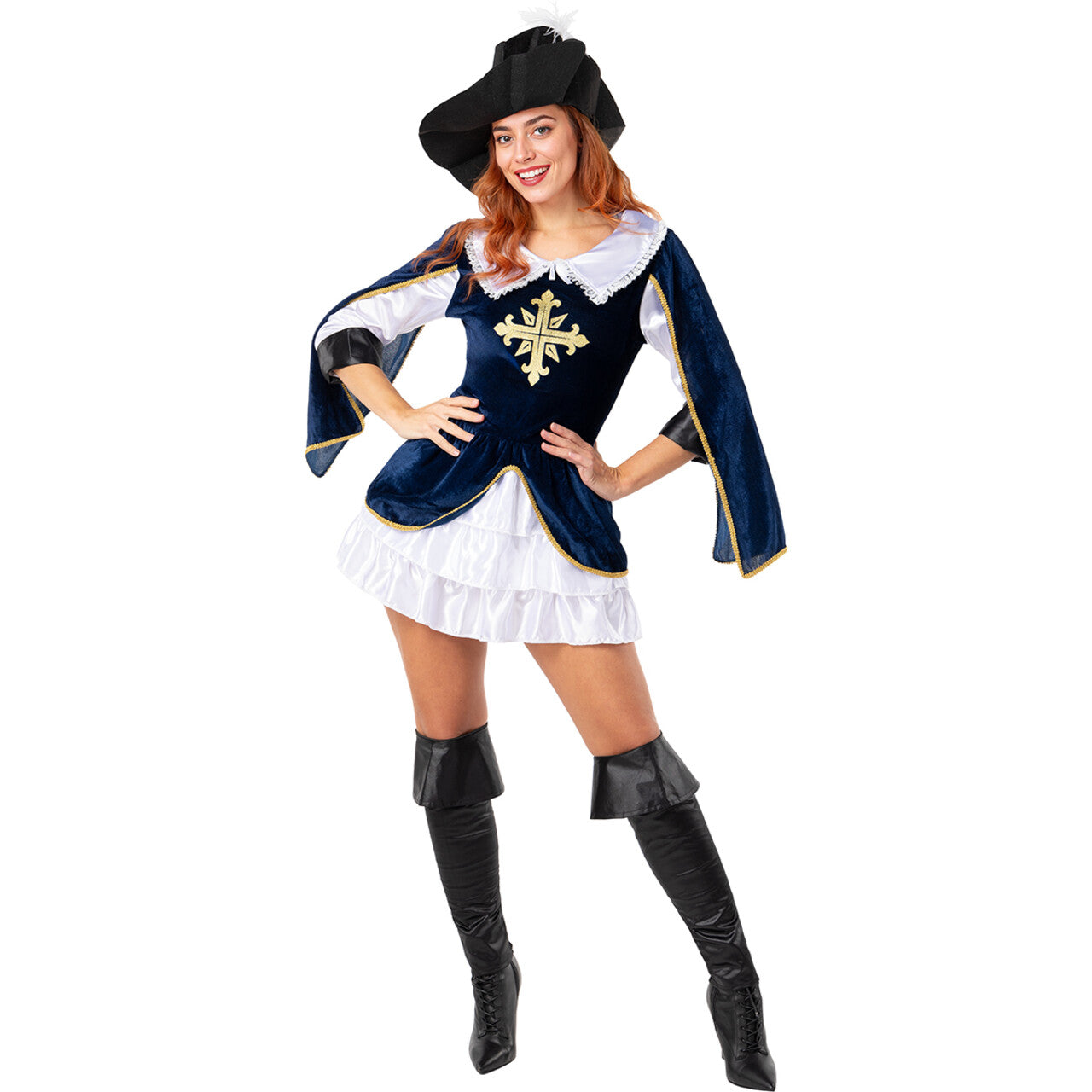 Op deze afbeelding zie je een Kostuums, van het merk Funidelia. Musketier Amy Strijdsterk Vrouw Kostuum