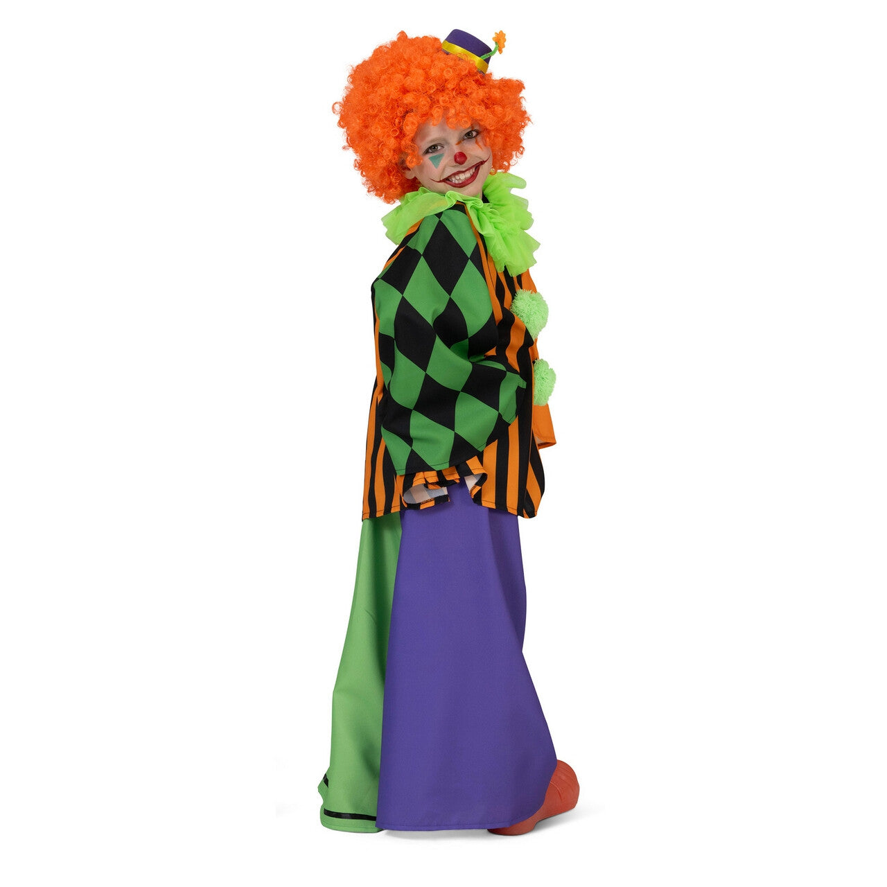Op deze afbeelding zie je een Kostuums, van het merk Funny Fashion. Enorm Grappige Clown Pierolino Kind Kostuum