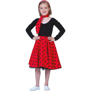 Op deze afbeelding zie je een Kostuums, van het merk Funny Fashion. Rode Fifties Rok Met Zwarte Stippen Voor Meisjes