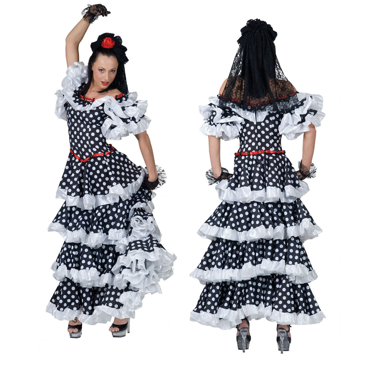 Op deze afbeelding zie je een Kostuums, van het merk Funny Fashion. Manolita De Spaanse Flamenco Danseres Vrouw Kostuum