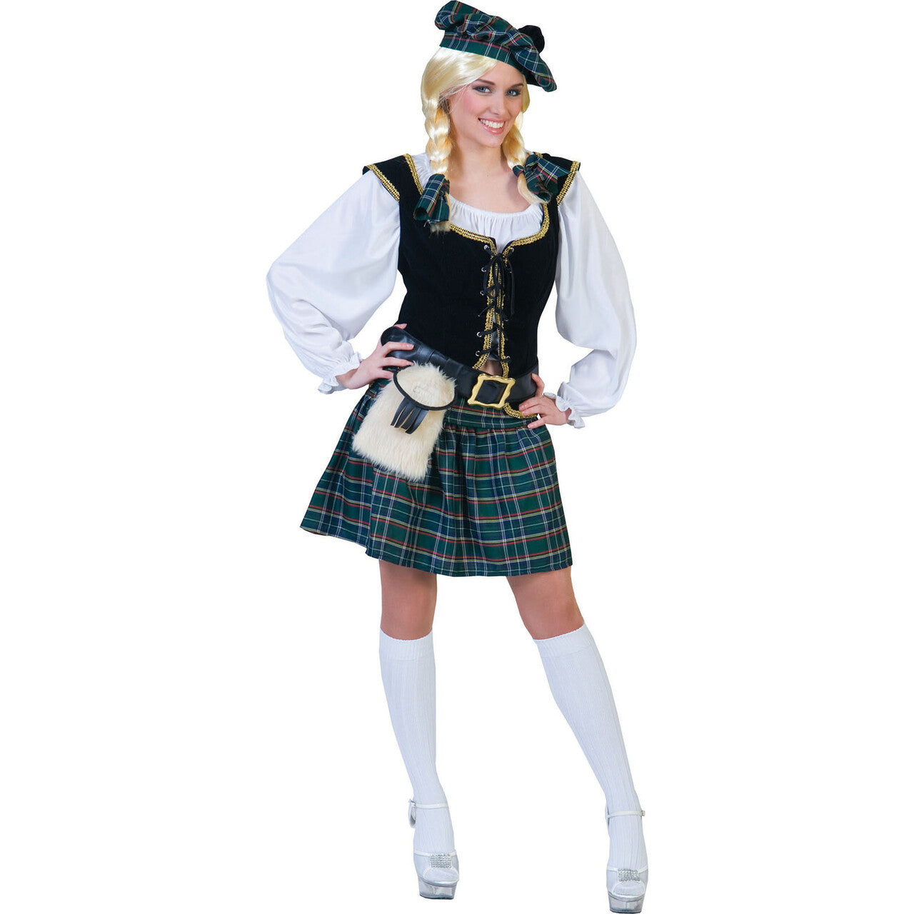 Op deze afbeelding zie je een Kostuums, van het merk Funny Fashion. Blauwe Schotse Oconnor Vrouw Kostuum