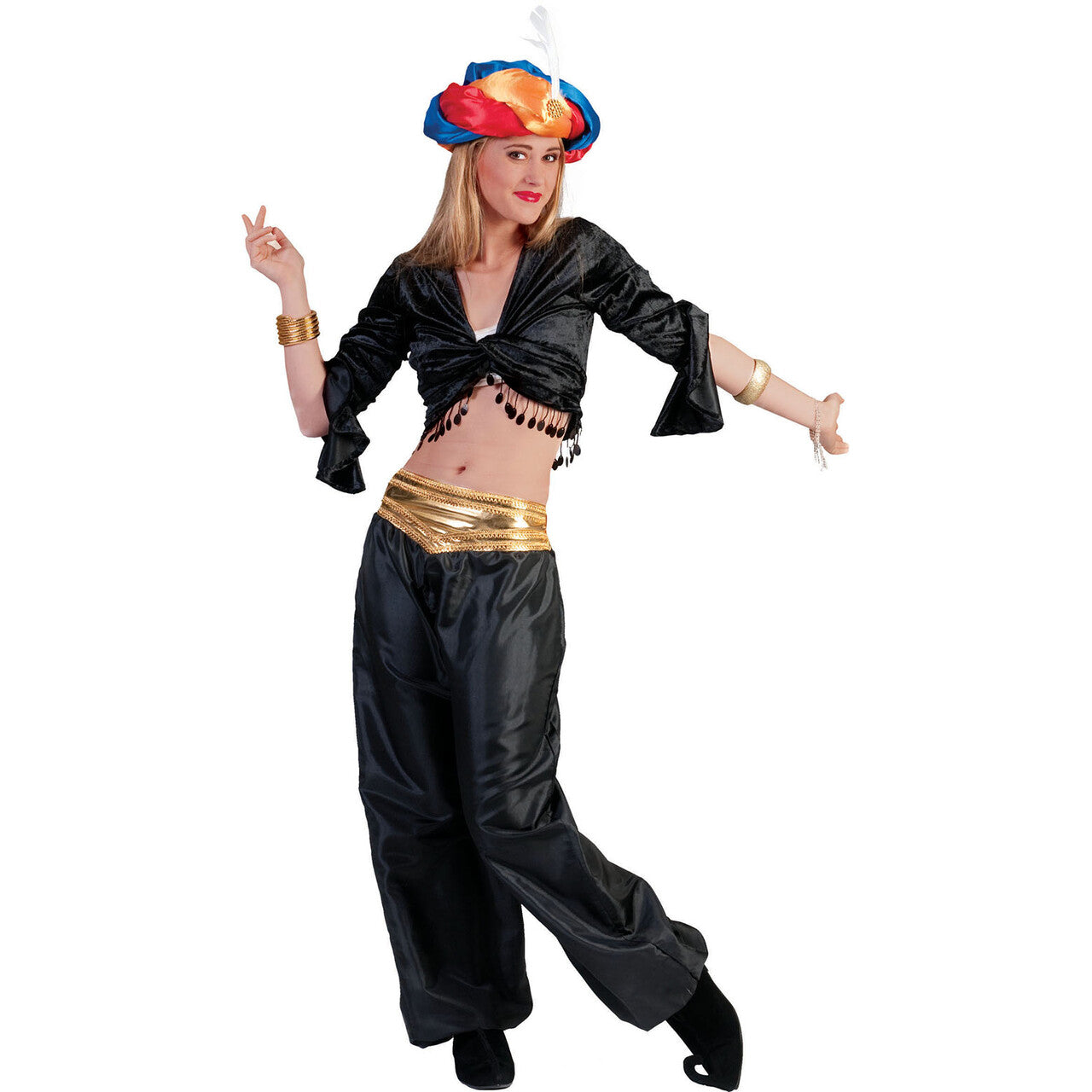 Op deze afbeelding zie je een Kostuums, van het merk Funny Fashion. Jasmijn Topje Buikdanseres Zwart Vrouw