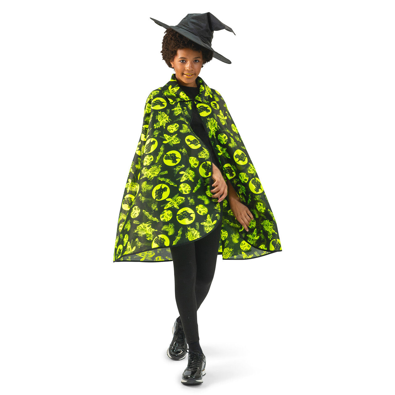 Op deze afbeelding zie je een Kostuums, van het merk Funny Fashion. Vliegende Fluor Heks Cape Vrouw