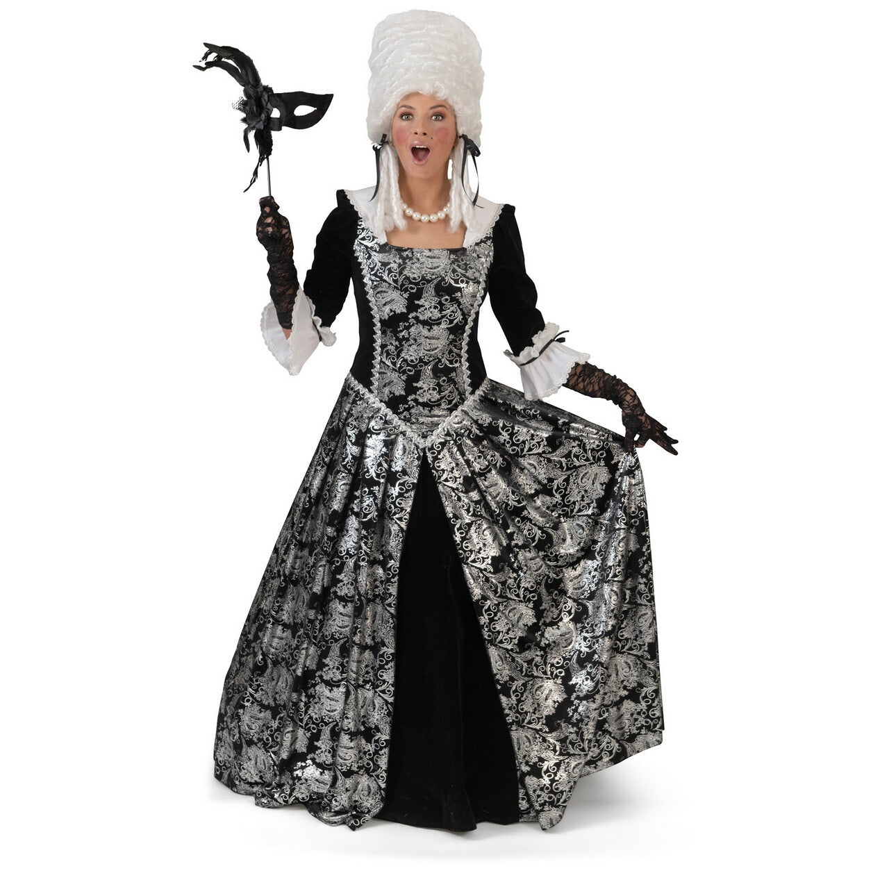 Op deze afbeelding zie je een Kostuums, van het merk Funny Fashion. Barok Lady Silverbeauty Vrouw Kostuum