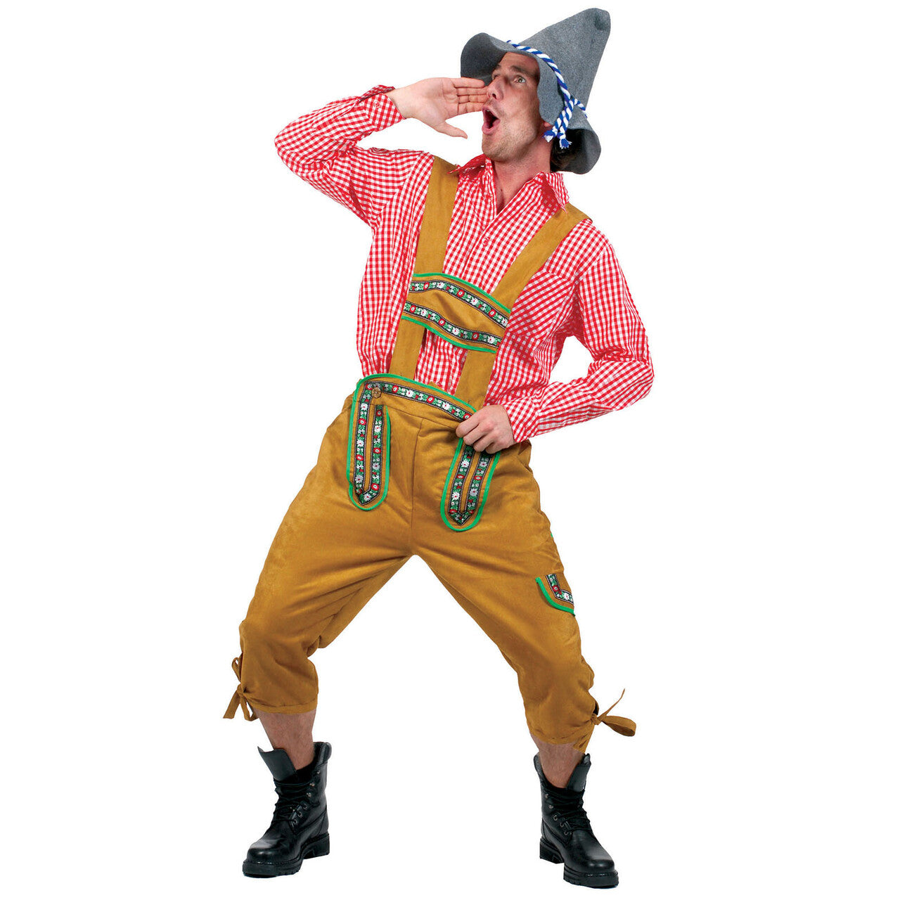 Op deze afbeelding zie je een Kostuums, van het merk Funny Fashion. Rood Geblokt Munchen Tiroler Cowboy Hemd Man
