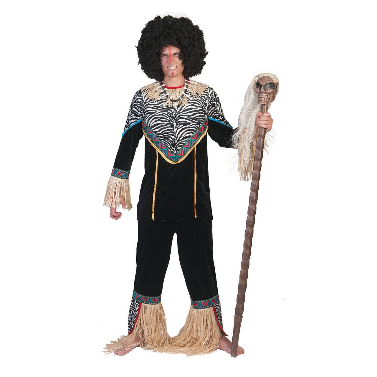 Op deze afbeelding zie je een Kostuums, van het merk Funny Fashion. Sjamaan Man Smurfafa Kostuum