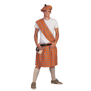 Op deze afbeelding zie je een Kostuums, van het merk Funny Fashion. Oranje Schotse Highlander Tartan Man Kostuum