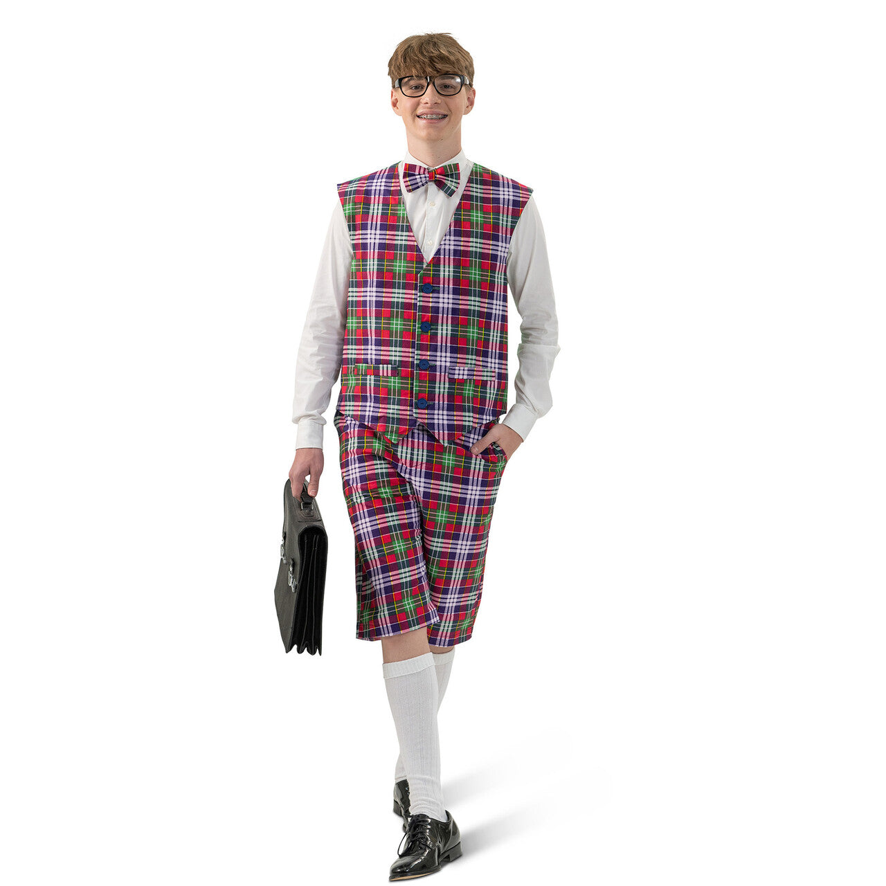 Op deze afbeelding zie je een Kostuums, van het merk Funny Fashion. Ontzettende Slimme Nerd Nigel Man Kostuum