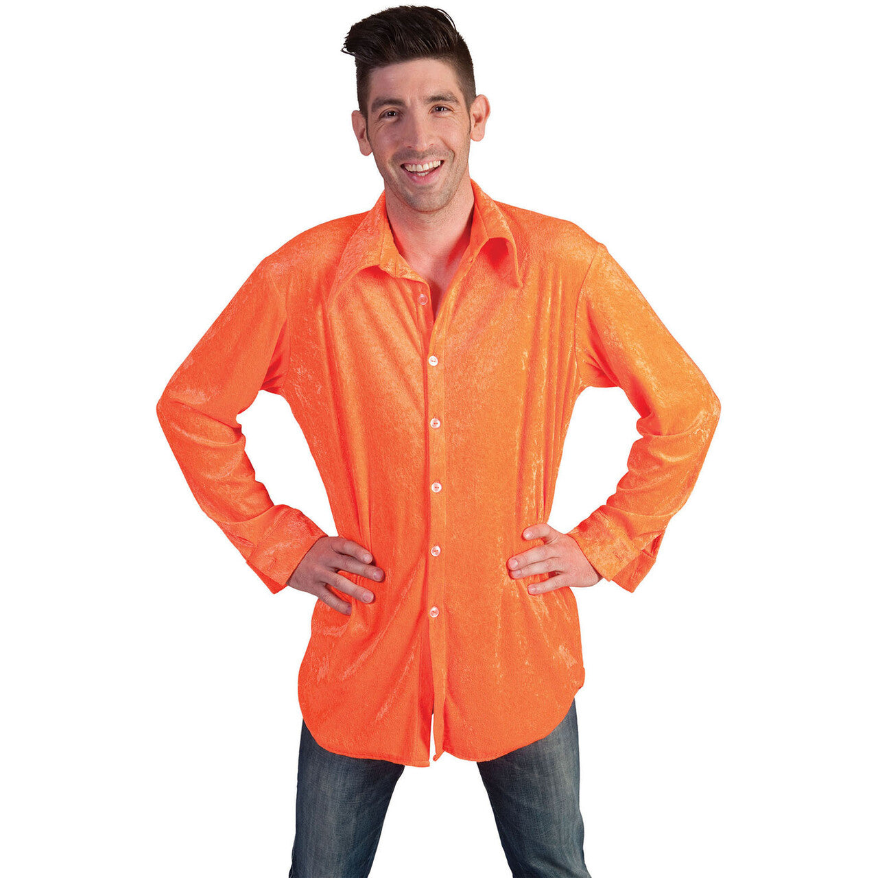 Op deze afbeelding zie je een Kostuums, van het merk Funny Fashion. Neon Oranje Hemd Man