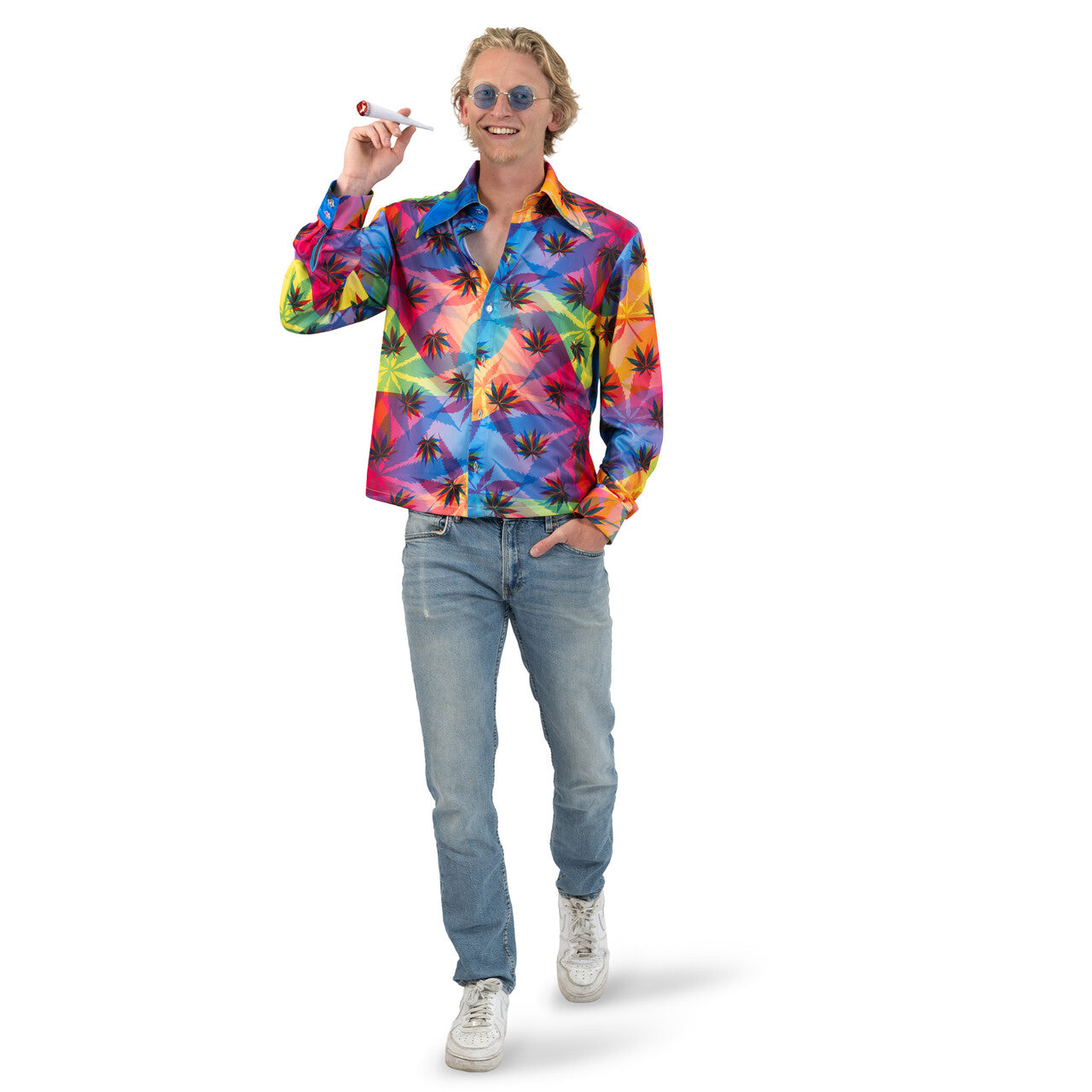 Op deze afbeelding zie je een Kostuums, van het merk Funny Fashion. Hippie High On Weed Shirt Man