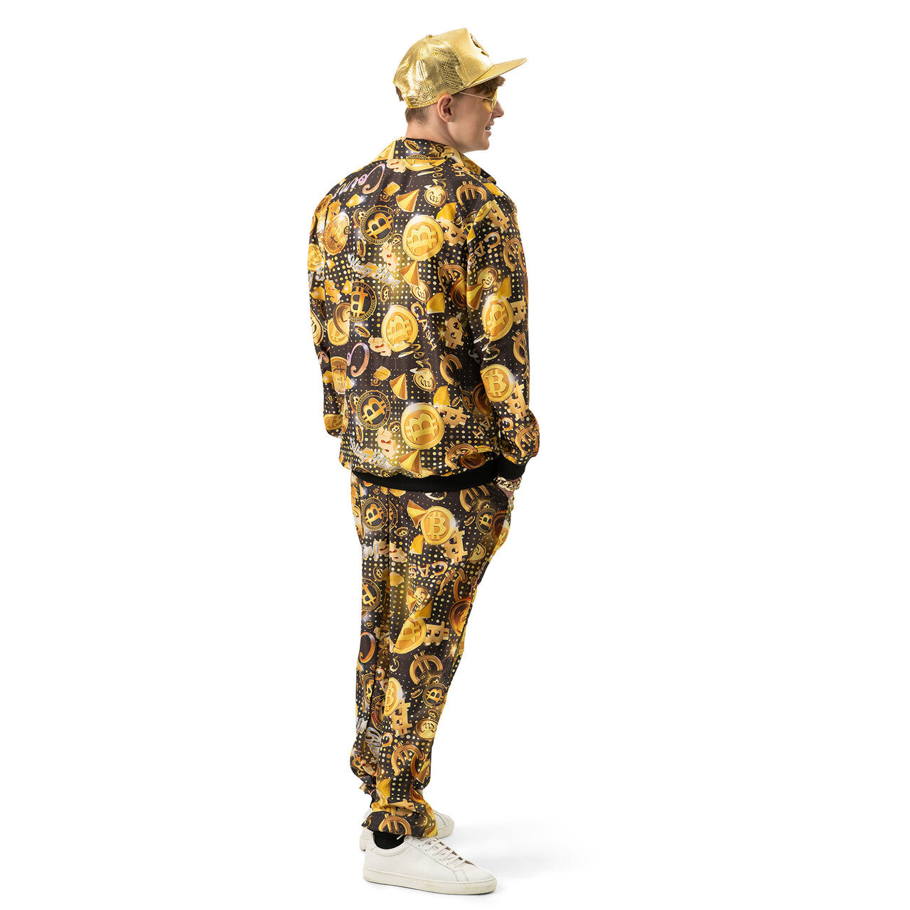 Op deze afbeelding zie je een Kostuums, van het merk Funny Fashion. Mister Bitcoin Trainingspak Man Kostuum
