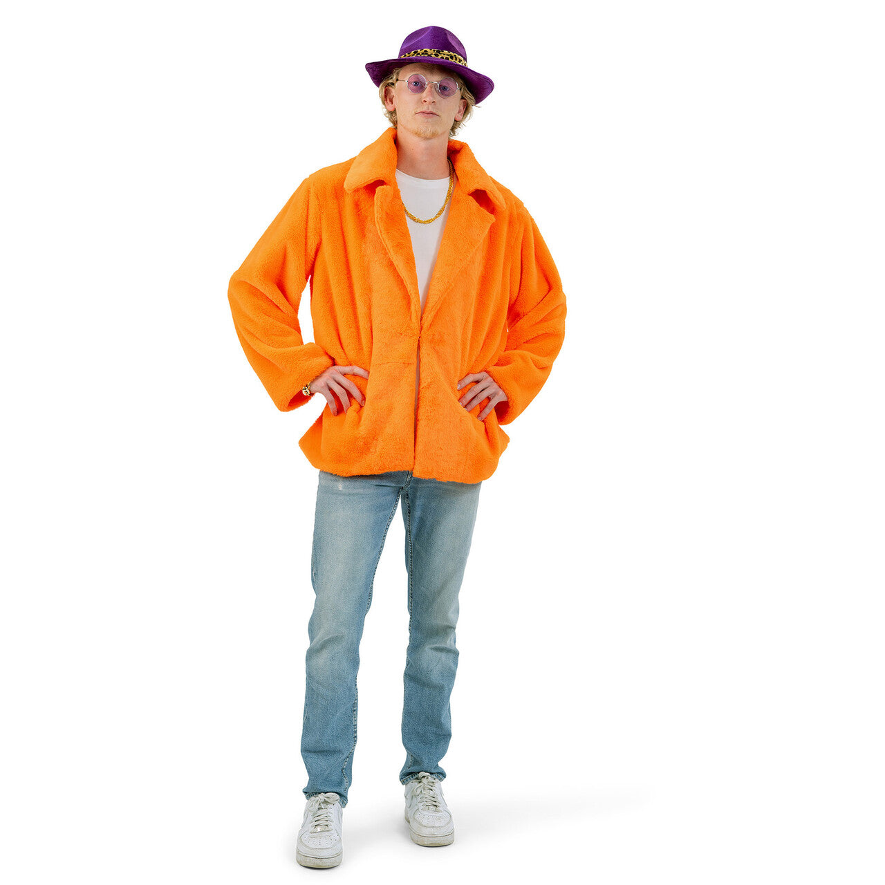 Op deze afbeelding zie je een Kostuums, van het merk Funny Fashion. Oranje Teddybeer Jas Man