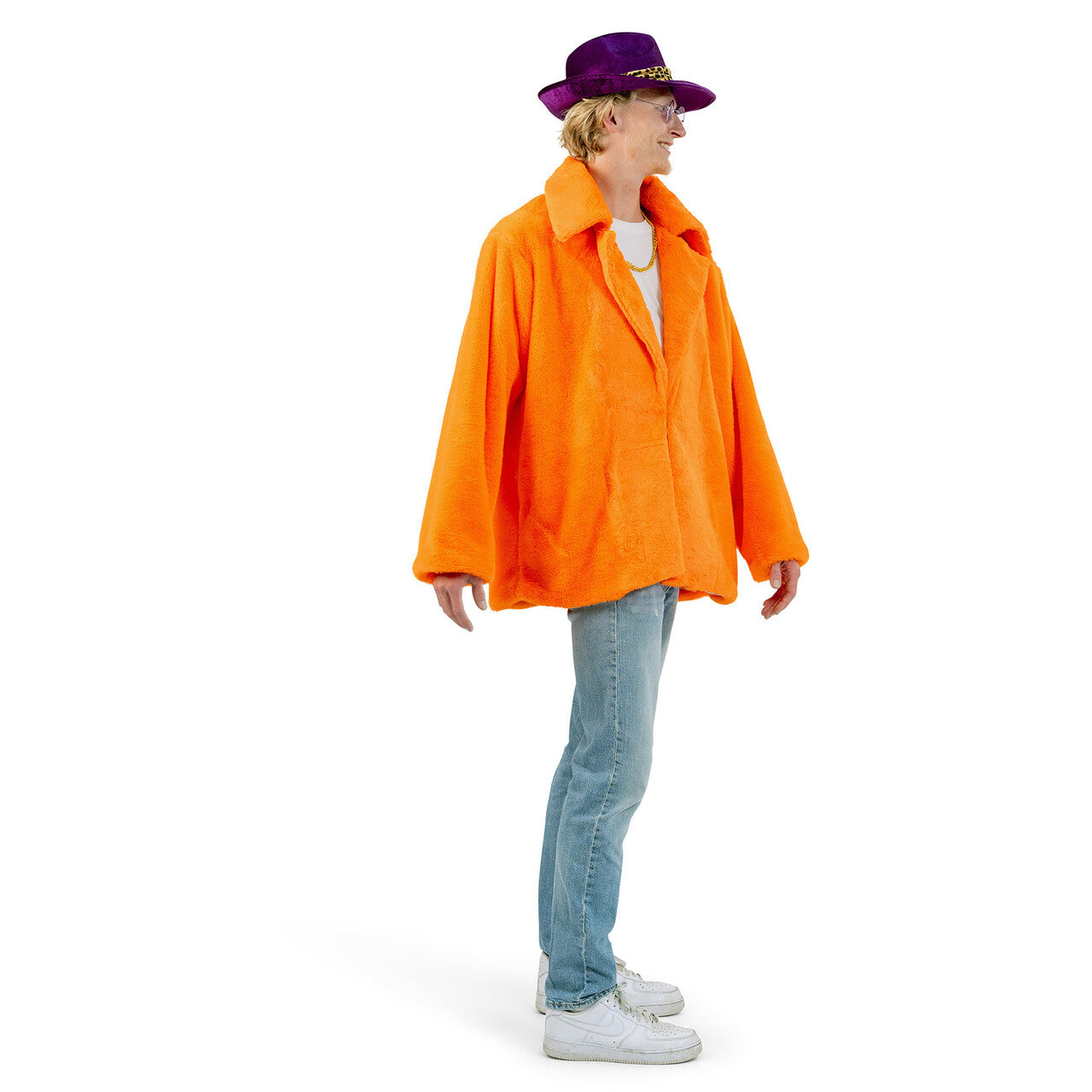 Op deze afbeelding zie je een Kostuums, van het merk Funny Fashion. Oranje Teddybeer Jas Man