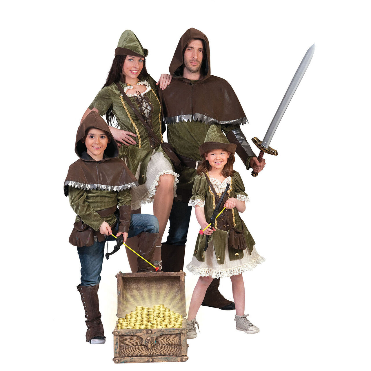 Op deze afbeelding zie je een Kostuums, van het merk Funny Fashion. Robin Hood Helper Van De Armen Kostuum Man