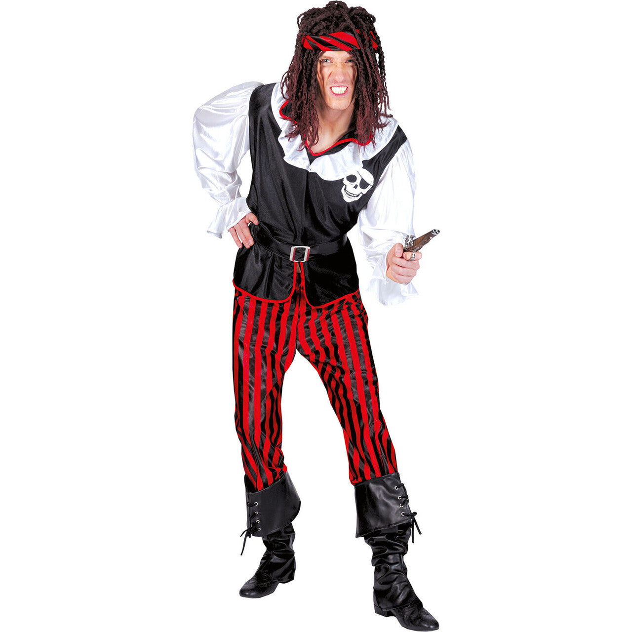 Op deze afbeelding zie je een Kostuums, van het merk Funny Fashion. Piraat Stripey Kostuum Man