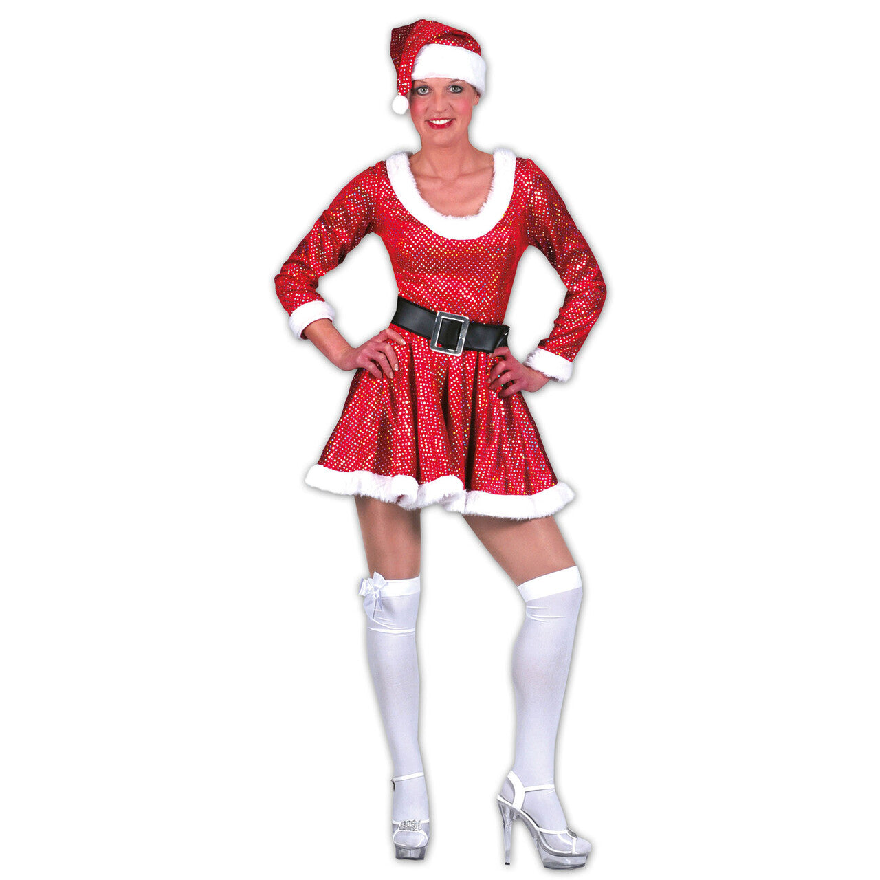 Op deze afbeelding zie je een Kostuums, van het merk Funny Fashion. Glitter Kerstvrouw Kerstjurk