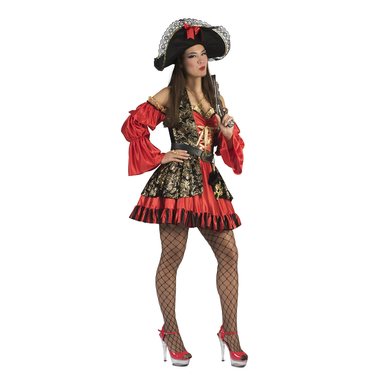 Op deze afbeelding zie je een Kostuums, van het merk Funny Fashion. Rococo Pirate Patty Vrouw Kostuum