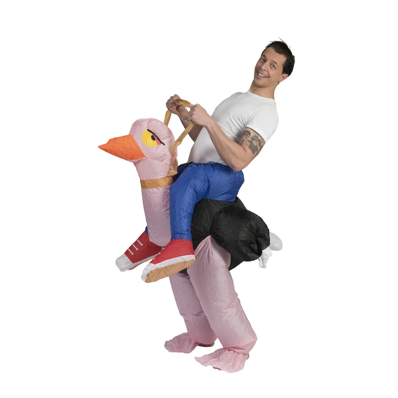 Op deze afbeelding zie je een Kostuums, van het merk Funny Fashion. Kerel Op Struisvogel Kostuum