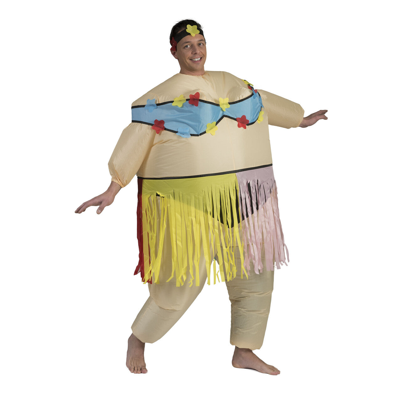 Op deze afbeelding zie je een Kostuums, van het merk Funny Fashion. Dikke Hawaiiaan Man Kostuum
