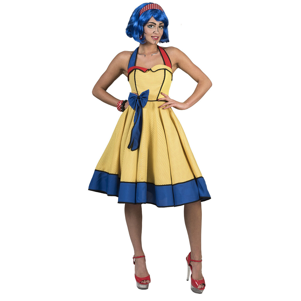 Op deze afbeelding zie je een Kostuums, van het merk Funny Fashion. Lichtenstein Jaren 60 Pop Art Jurk Vrouw