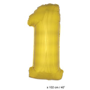 Op deze afbeelding zie je een Decoratie, van het merk Funny Fashion. Folie Cijfer Ballon Nummer 1 Goud XL 102cm (Leeg)