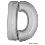 Op deze afbeelding zie je een Decoratie, van het merk Funny Fashion. Folie Ballon Letter D Zilver XL 102cm (Leeg)