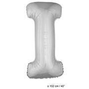 Op deze afbeelding zie je een Decoratie, van het merk Funny Fashion. Folie Ballon Letter I Zilver XL 102cm (Leeg)