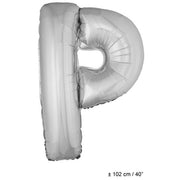 Op deze afbeelding zie je een Decoratie, van het merk Funny Fashion. Folie Ballon Letter P Zilver XL 102cm (Leeg)