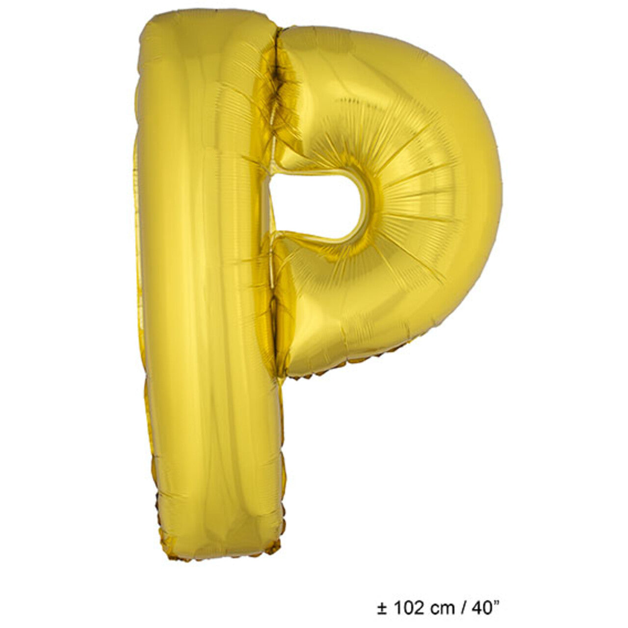 Op deze afbeelding zie je een Decoratie, van het merk Funny Fashion. Folie Ballon Letter P Goud XL 102cm (Leeg)