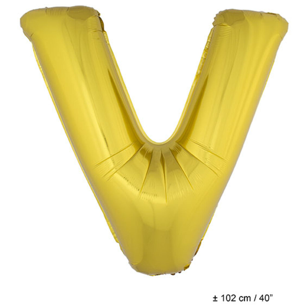 Op deze afbeelding zie je een Decoratie, van het merk Funny Fashion. Folie Ballon Letter V Goud XL 102cm (Leeg)