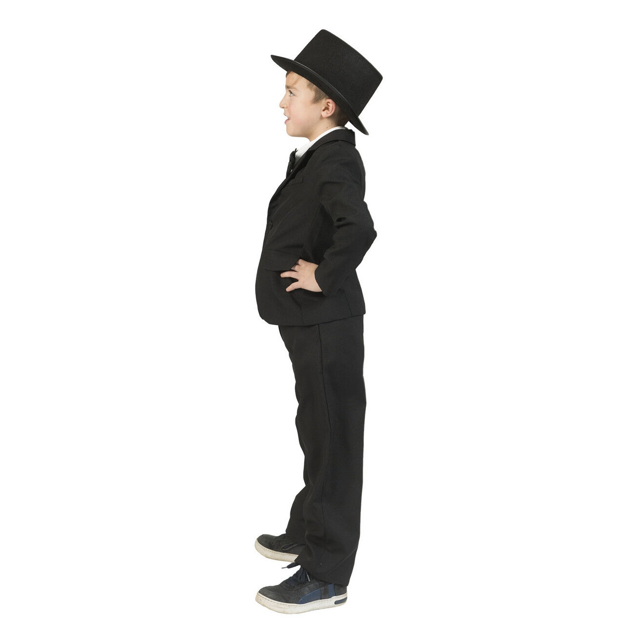Op deze afbeelding zie je een Kostuums, van het merk Funny Fashion. Deftig Zwart Colbert Chaplin Jongen