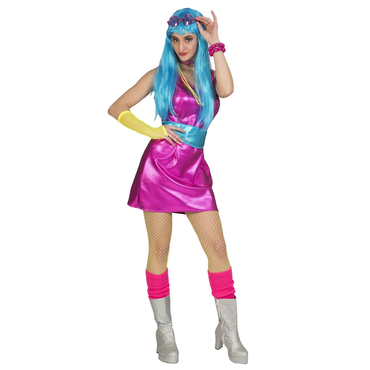 Op deze afbeelding zie je een Kostuums, van het merk Funny Fashion. Lekker Knal Kleurtje Disco Vrouw Kostuum