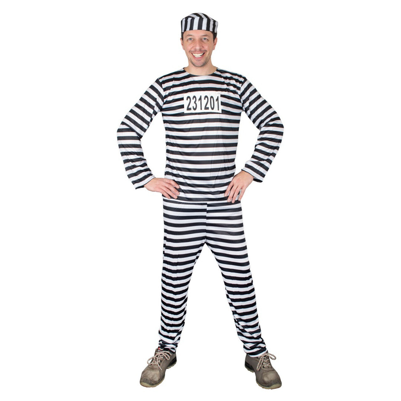 Op deze afbeelding zie je een Kostuums, van het merk Funny Fashion. Alcatraz Gevangene Boef Man Kostuum