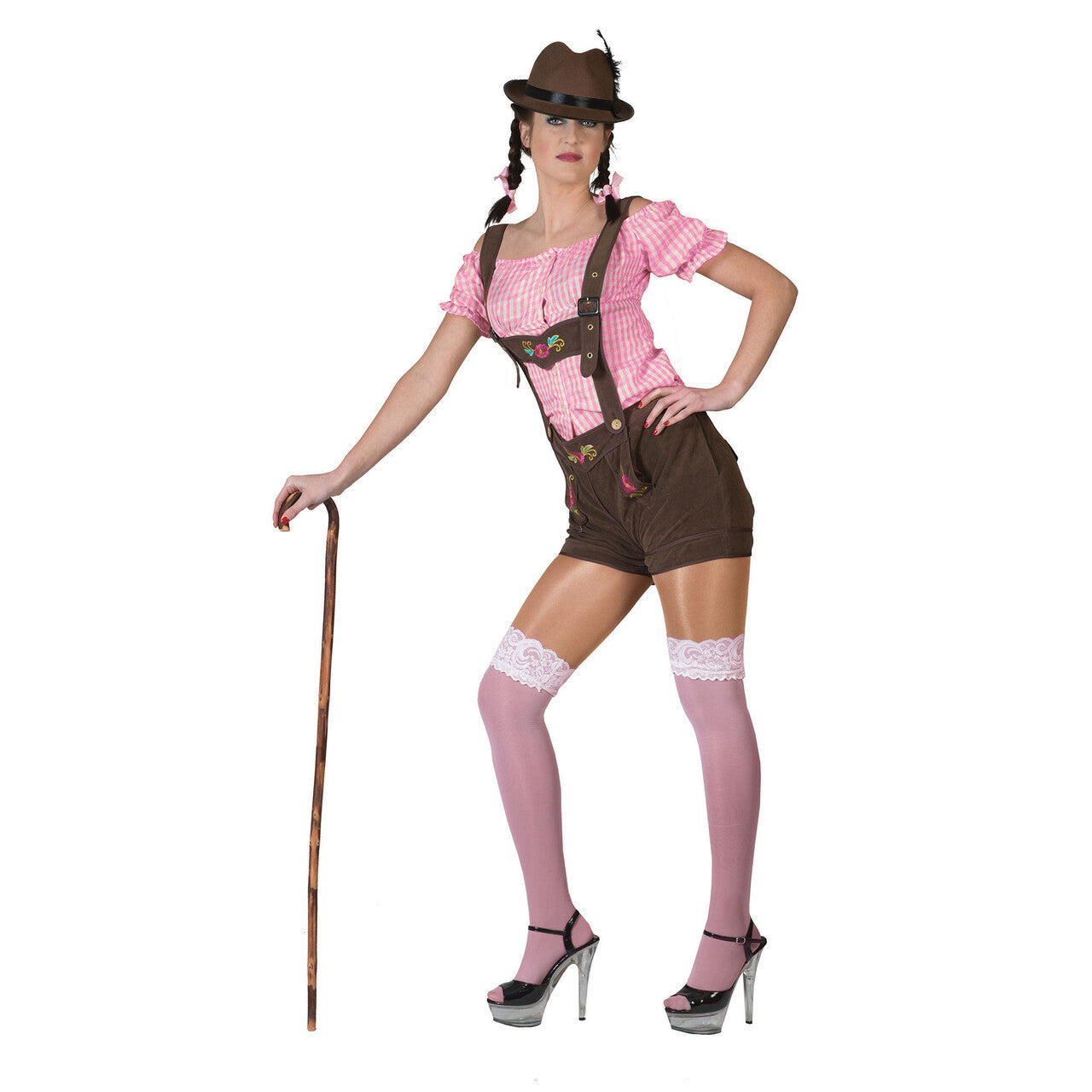 Op deze afbeelding zie je een Kostuums, van het merk Funny Fashion. Lekkere Lederhose Bruin Vrouw Kostuum