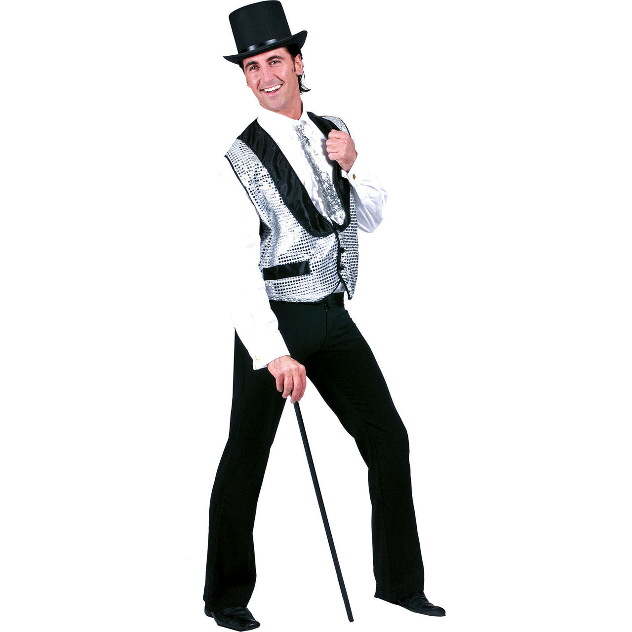 Op deze afbeelding zie je een Accessoires, van het merk Funny Fashion. Met Schitteringen Bezaaid Zilveren Showman Vest