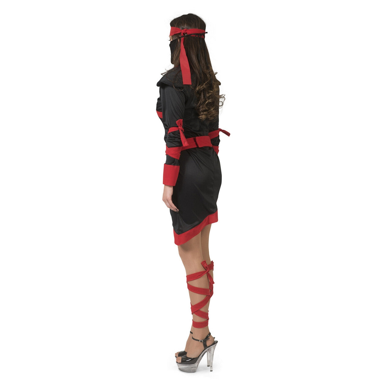 Op deze afbeelding zie je een Kostuums, van het merk Funny Fashion. Rood Zwarte Ninja Strijder Vol Doodsverachting Vrouw Kostuum