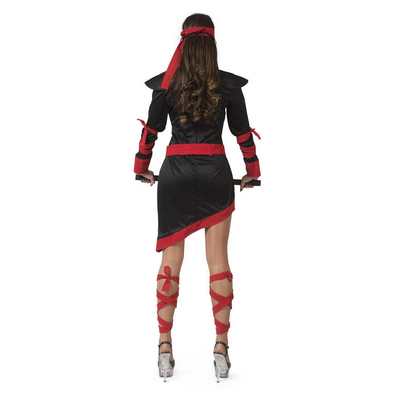 Op deze afbeelding zie je een Kostuums, van het merk Funny Fashion. Rood Zwarte Ninja Strijder Vol Doodsverachting Vrouw Kostuum
