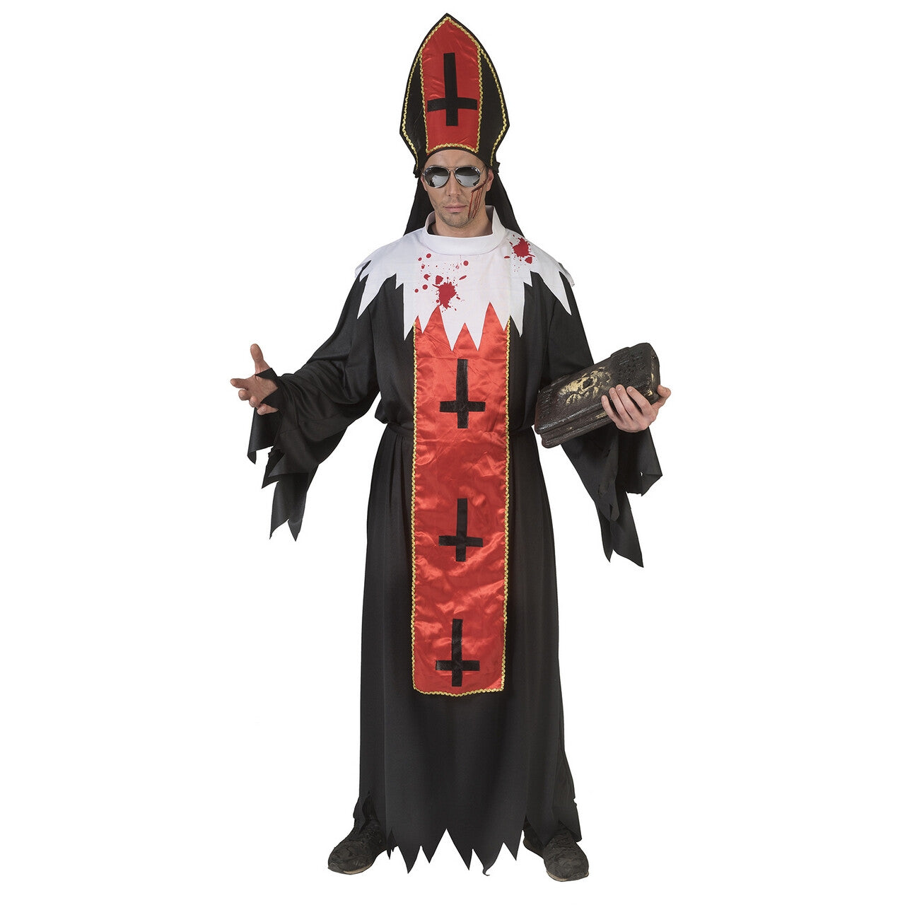 Op deze afbeelding zie je een Kostuums, van het merk Funny Fashion. Horror Paus Duistere Religie Man Kostuum