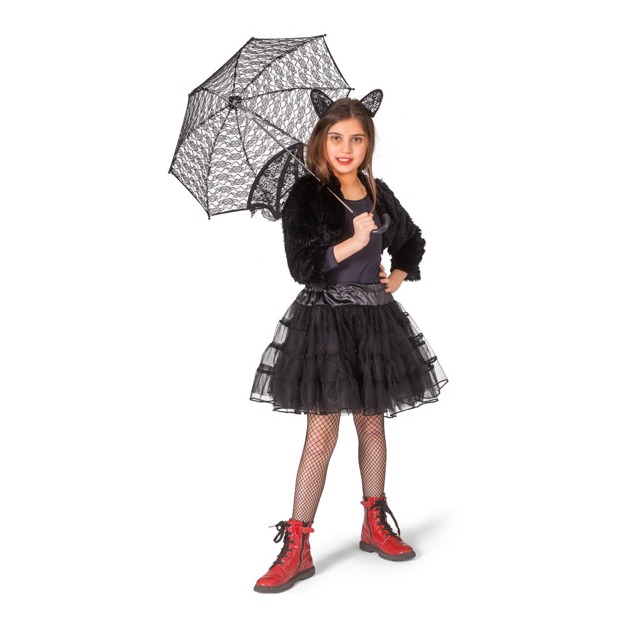 Op deze afbeelding zie je een Kostuums, van het merk Funny Fashion. Zwarte Glitter Tule Petticoat Meisje