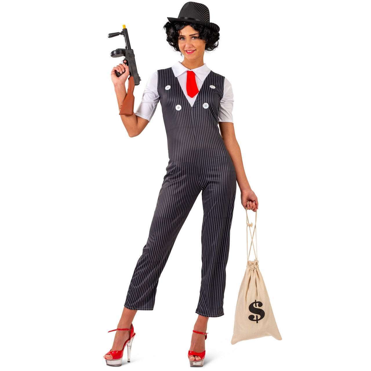 Op deze afbeelding zie je een Kostuums, van het merk Funny Fashion. Beruchte Maffiabazin Donna Vrouw Kostuum