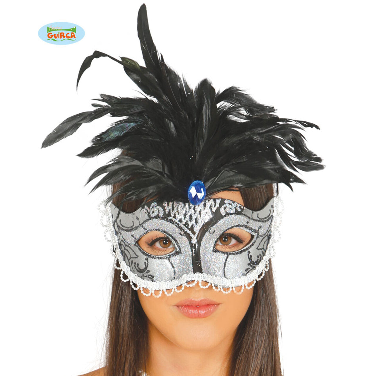 Op deze afbeelding zie je een Accessoires, van het merk Guirca. Zilveren Oogmasker Samba
