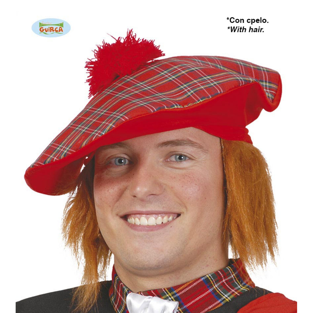 Op deze afbeelding zie je een Accessoires, van het merk Guirca. Schotse Tartan Baret Met Rood Haar