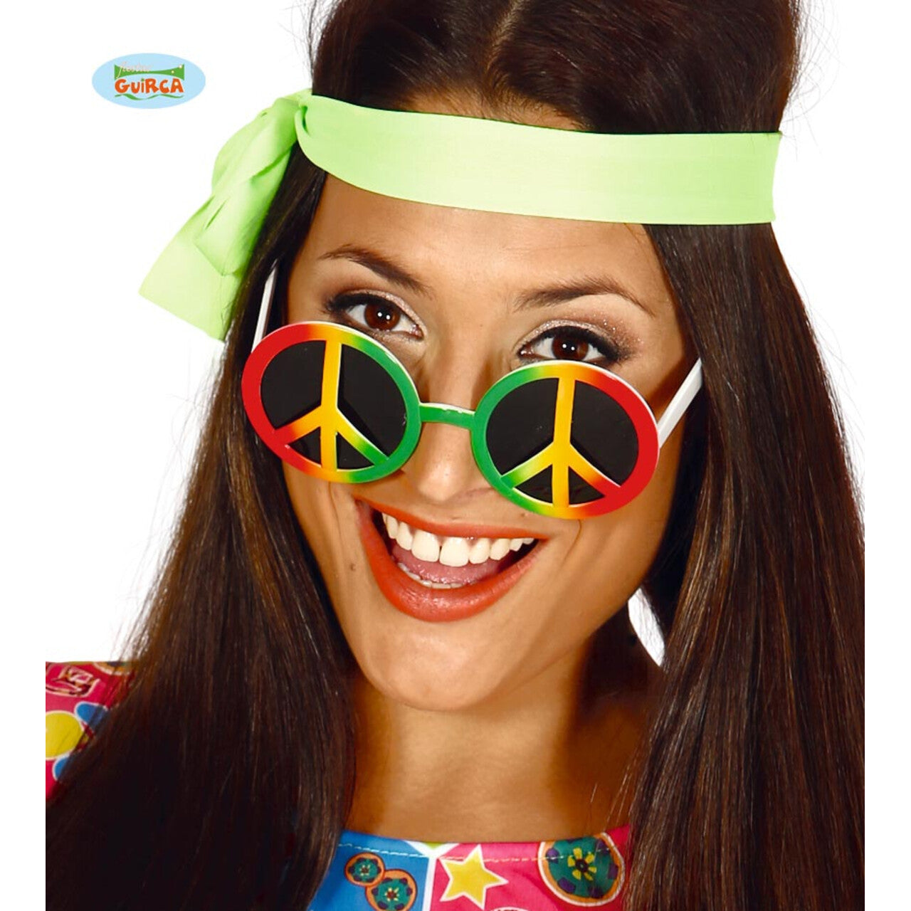 Op deze afbeelding zie je een Accessoires, van het merk Guirca. Hippie Bril Vrede Op Je Neus