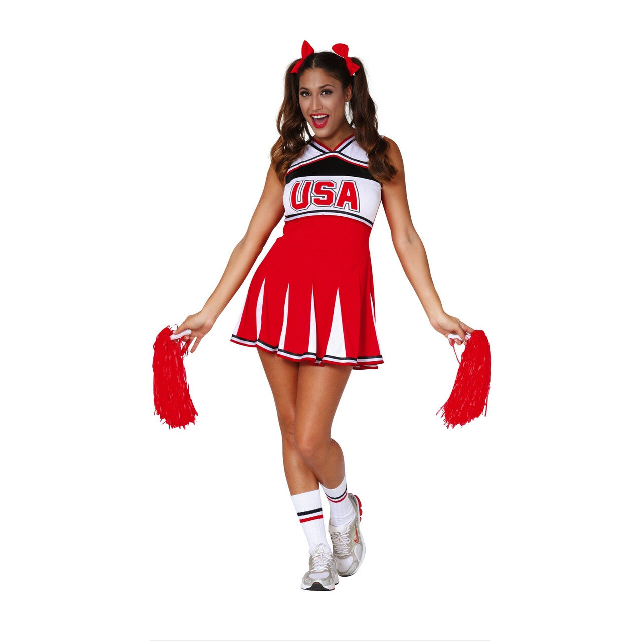 Op deze afbeelding zie je een Kostuums, van het merk Guirca. Go USA Cheerleader Vrouw Kostuum
