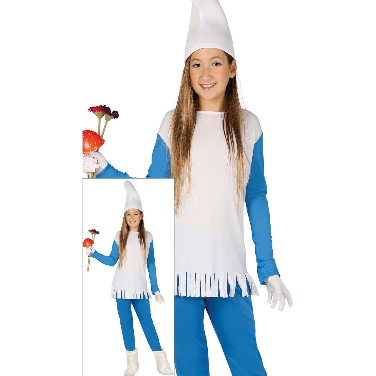Op deze afbeelding zie je een Kostuums, van het merk Guirca. Lieve Smurfin Sprookjesbos Meisje Kostuum