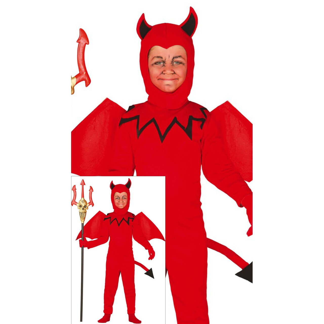 Op deze afbeelding zie je een Kostuums, van het merk Guirca. Knalrode Duivel Jongen Kostuum