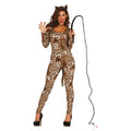 Bruin Bijtgraag Luipaard Jumpsuit Vrouw Kostuum